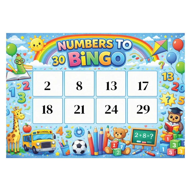 Numbers to 30 Bingo - 4 Different Games - Prep - Grade 3