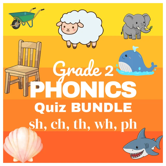 Grade 2 Phonics Quiz Bundle (2 quizzes) sh, ch, th, wh, ph