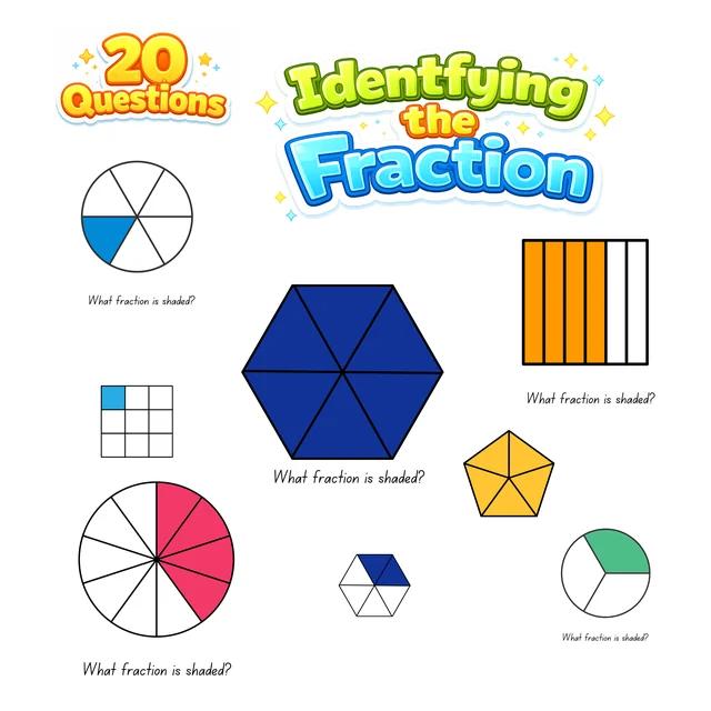 Identify the Fraction - 20 Question Quiz (Multiple Choice) Print or online quiz