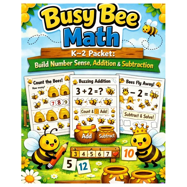 Busy Bee Math K-2 Packet - Build Number Sense, Addition & Subtraction Activities
