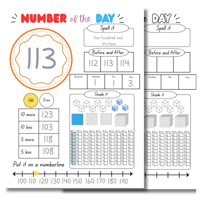 Number of the Day Worksheet - You choose the number!