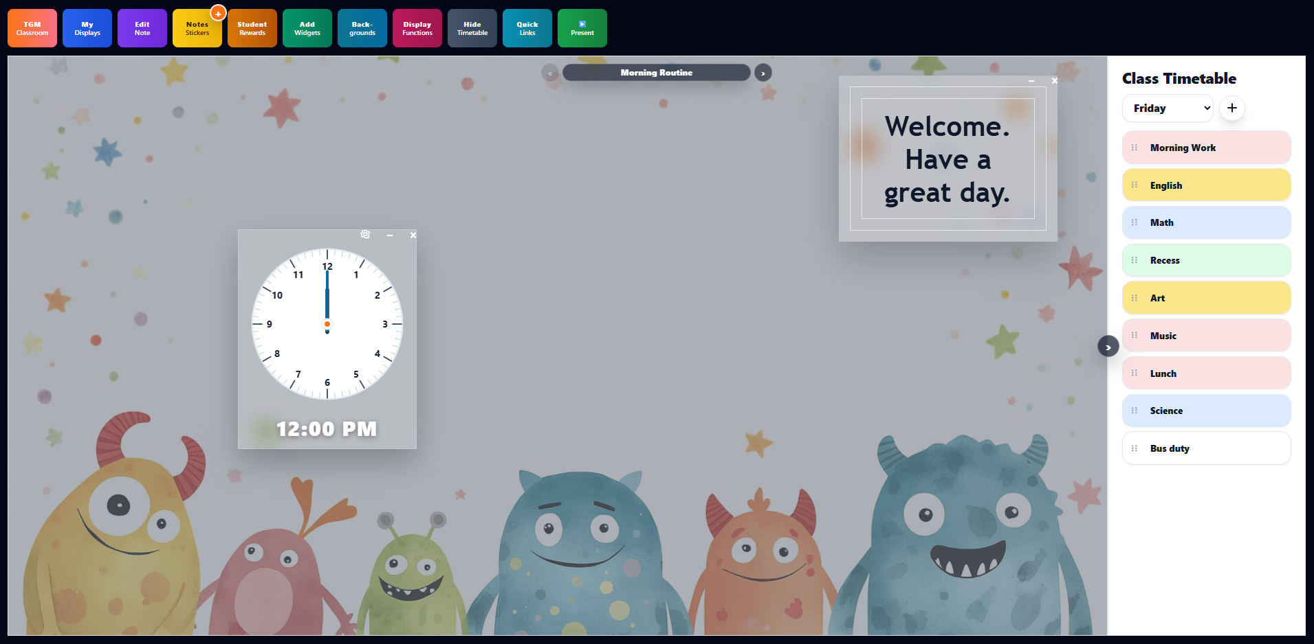 TGM Classroom Display example 1