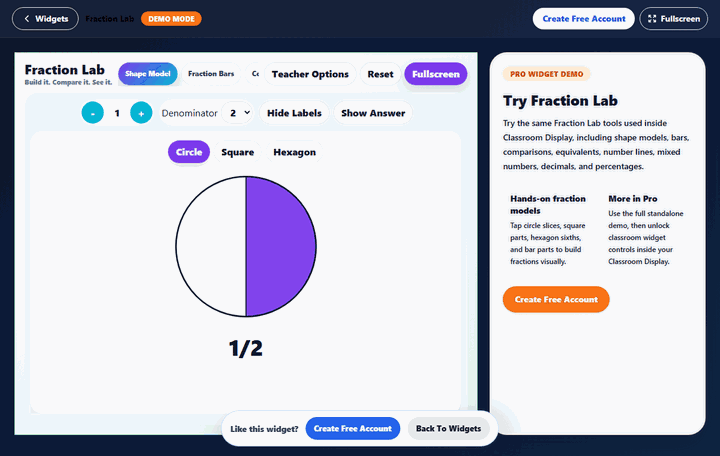 Fraction Lab widget preview