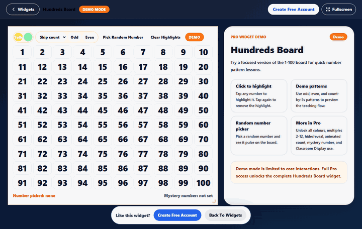 Hundreds Board widget preview