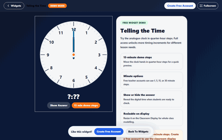 Telling the Time widget preview