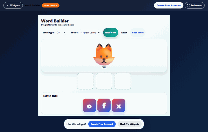 Word Builder widget preview