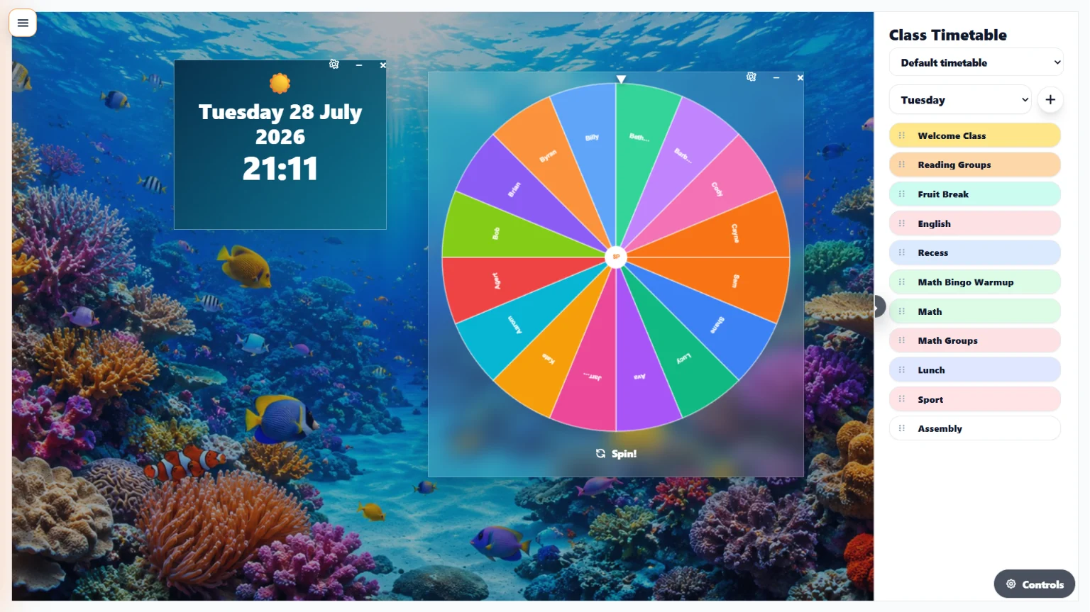 A Classroom Display Hub teaching example