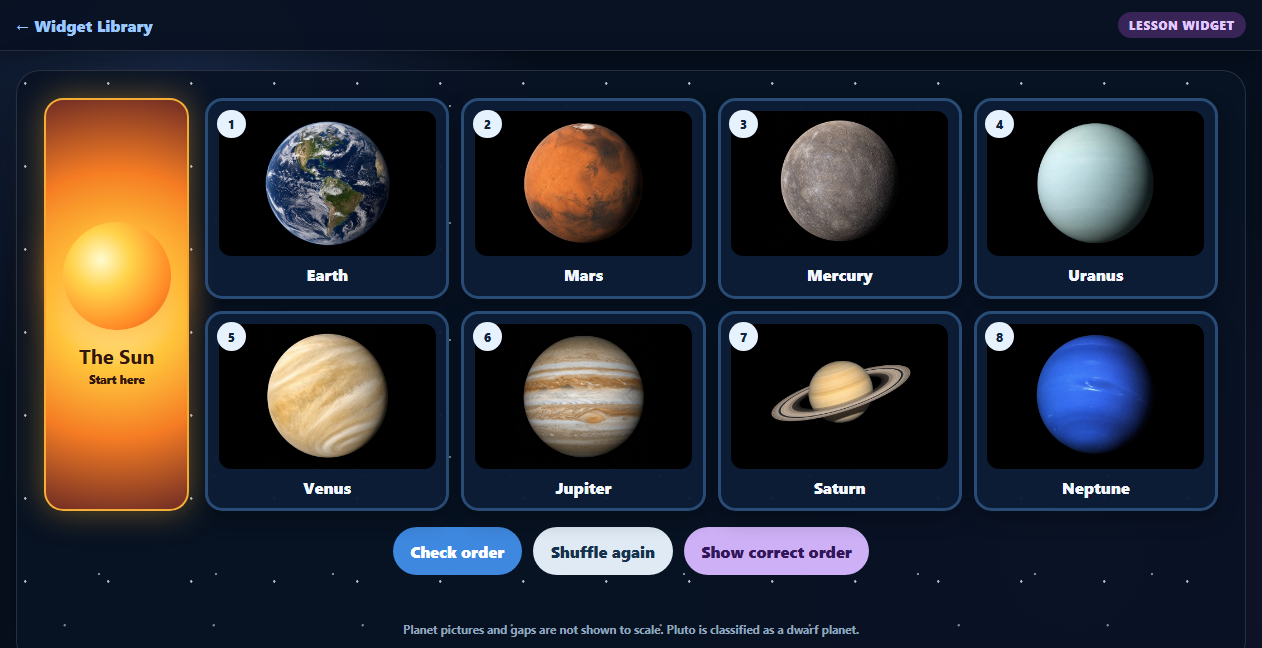 Planet Order activity preview